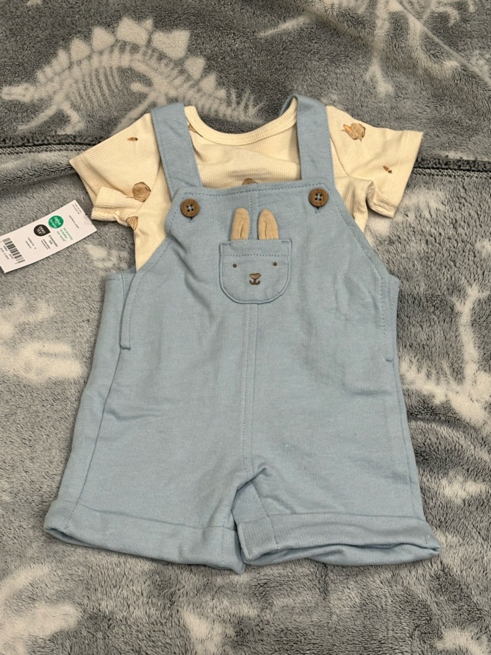 Carter’s Baby Blue Bunny Romper Overalls  and T-Shirt Newborn